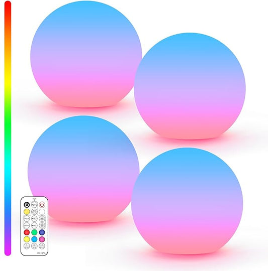 LOFTEK LED Ball Light, Multi-Color Rechargeable Night Lights, 3-inch RGB Globe Mood Lighting, Waterproof Ambient Lighting Lamp for Home Bedroom Patio Pool Decorative Lighting, Birthday Gift,4 Pack
