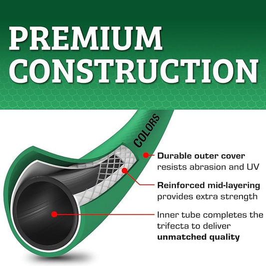 Flexzilla Colors Garden Hose 5/8 in. x 50 ft., Lightweight All-Weather Water Hose, Durable and Flexible, Leak-Free Connections, Forest Green