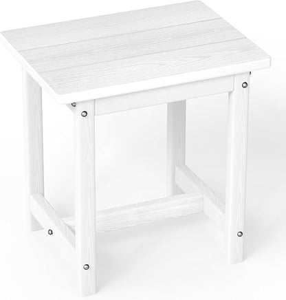 Outdoor Side Table – 17" HDPE Adirondack Side Tables, Sturdy Small Outdoor Porch Tables, Weather-Resistant & Easy Assembly Patio End Table for Garden, Balcony, Porch & Poolside (White)