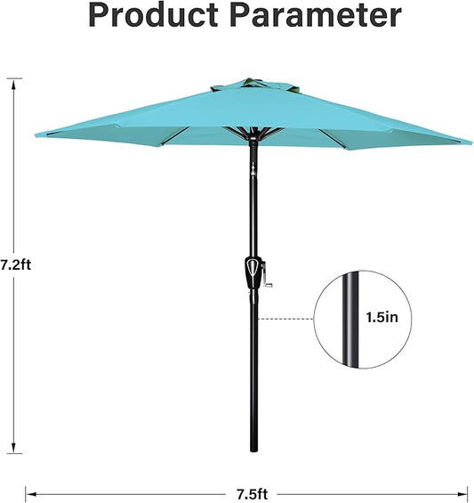 Simple Deluxe 2 Pack 7.5' Patio Umbrella Outdoor Table Market Yard Umbrella with 6 Sturdy Ribs for Backyard, Pool, Garden, Deck, Turquoise