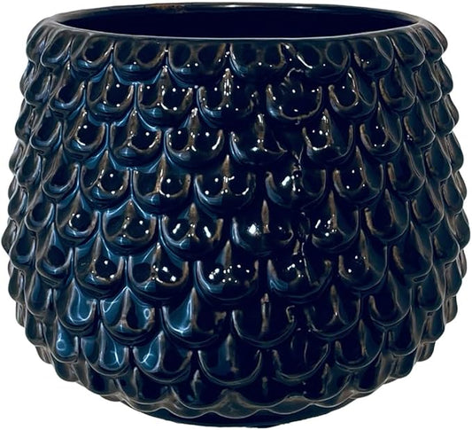 Bloomingville Stoneware Flower Pot Pinecone, Planter Cache Pot, Size M (5,25''), Black