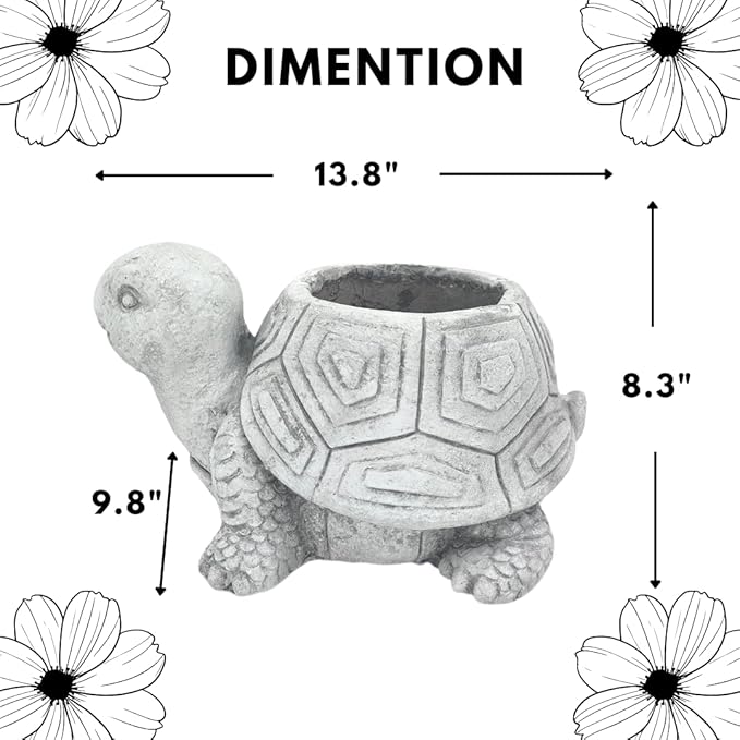 Comfy Hour 14" Turtle Planter for Indoor and Outdoor Plant, Ployresin, Spring in Garden Collection