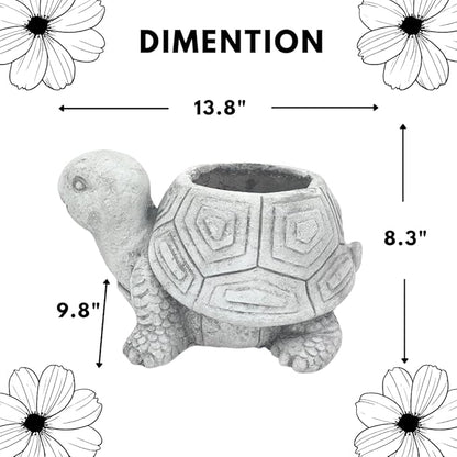 Comfy Hour 14" Turtle Planter for Indoor and Outdoor Plant, Ployresin, Spring in Garden Collection