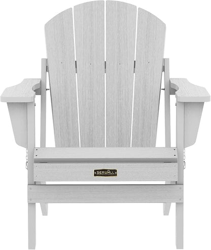 SERWALL Foldable Adirondack Chair Set of 2 for Patio Garden Outdoors Fire Pit-Space Grey
