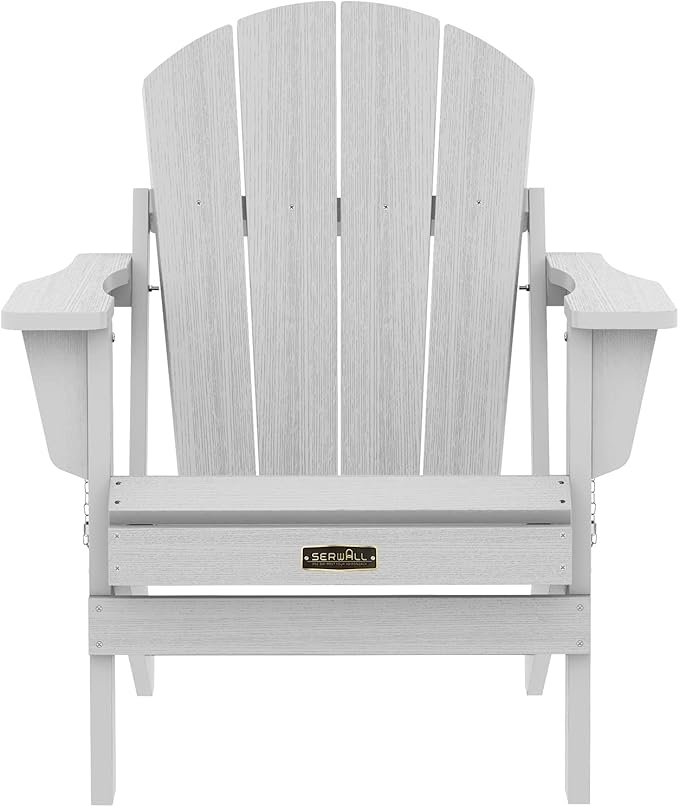 SERWALL Folding Adirondack Chair Set of 4 for Patio Garden Outdoors Fire Pit- Spanish Gray