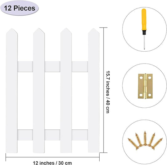 RUODON 12 Pack Thick Christmas Tree Fences White Wooden Picket Fences Tree Fence Border Decoration for Xmas Wedding Party Decor Garden Home, 15.7 x 12 Inches