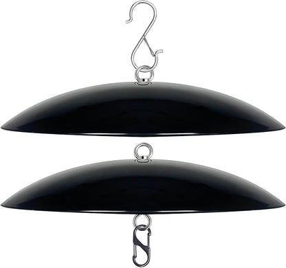 13" Bird Feeder Rain Guard, Hummingbird Feeders Shade Dome Cover, Hanging Baffle for Bird Feeder Pole,Smart Birds Feeder Umbrella (Black), 2 Pack