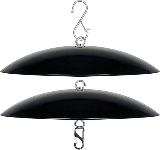 13" Bird Feeder Rain Guard, Hummingbird Feeders Shade Dome Cover, Hanging Baffle for Bird Feeder Pole,Smart Birds Feeder Umbrella (Black), 2 Pack