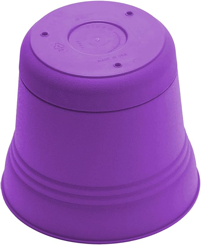 Bloem Saturn 5" Royal Lilac Round Resin Planter Pot with Snap-in Saucer for Indoor and Outdoor Gardening