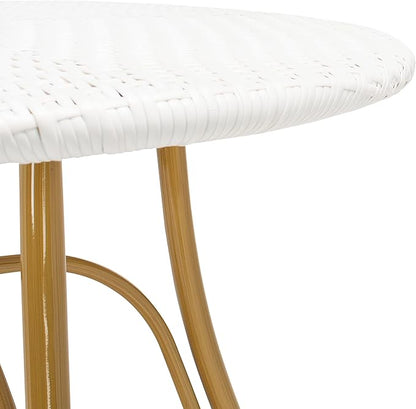 SAFAVIEH PAT4011C Outdoor Kylie White Rattan Bistro Table