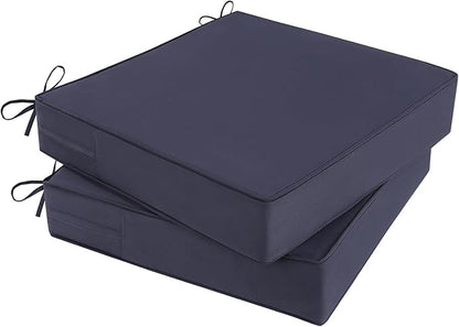 Outdoor Chair Cushions 22x22x4 Inch, Waterproof Grey Patio Furniture Cushions Set of 2 with Ties & Handle, 3 Year Color Fastness Square Replacement Seat Cushions for Sofa, Couch