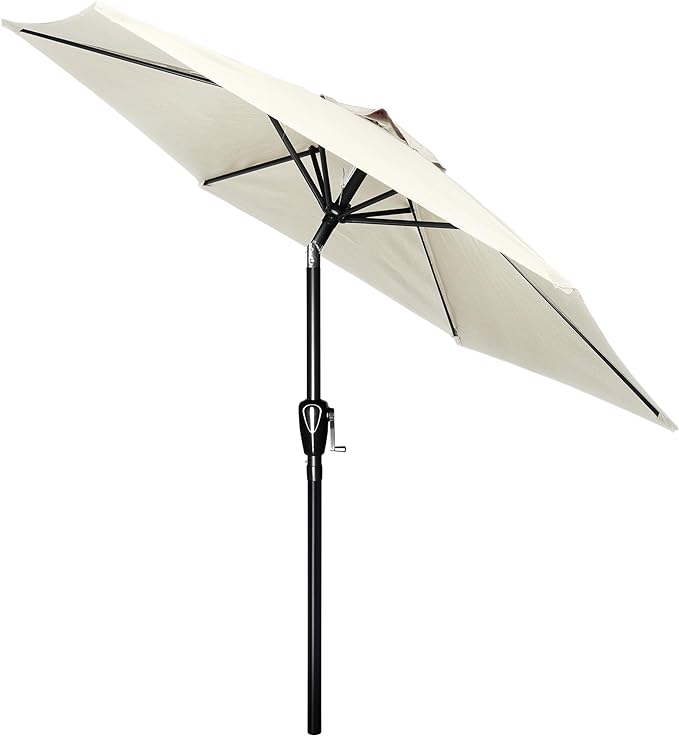 Simple Deluxe 7.5' Patio Umbrella Outdoor Table Market Yard Umbrella with 6 Sturdy Ribs for Backyard, Pool, Garden, Deck, Creamy White