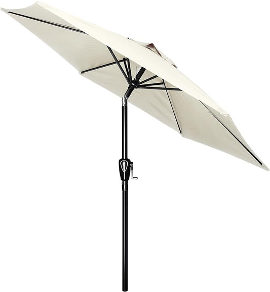 Simple Deluxe 7.5' Patio Umbrella Outdoor Table Market Yard Umbrella with 6 Sturdy Ribs for Backyard, Pool, Garden, Deck, Creamy White