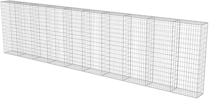 Galvanized Steel Gabion Wall with Covers, Gabion Mesh Wire Wall Panel Galvanized Steel Garden Stone Wire Basket Fencing Patio Decorative Fence, 236"x11.8"x59",-185