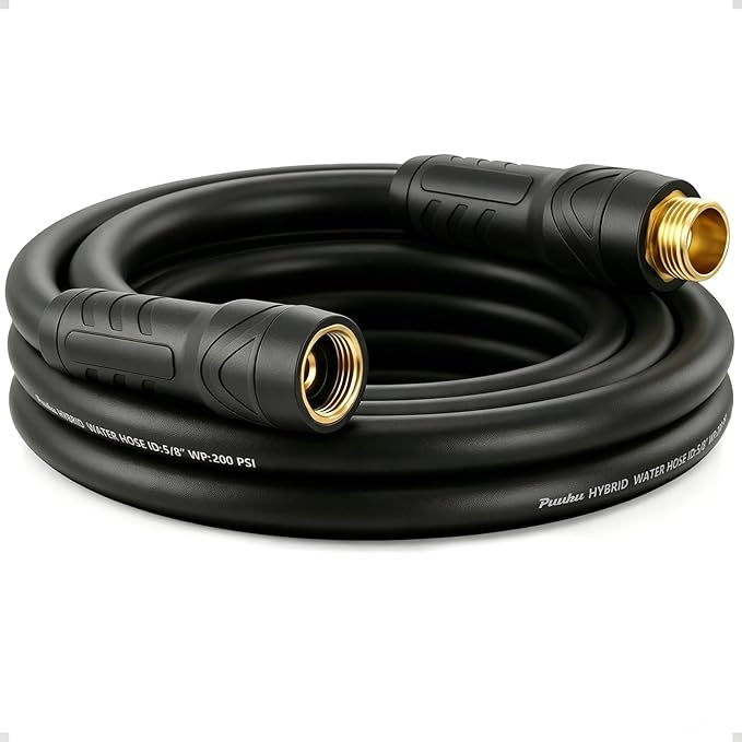 Short Garden Hose 10ft x 5/8", NON-EXPANDABLE Heavy Duty Premium Flexible Water Hose, No Kink, Leakproof, Lightweight Hybrid Hose with Male to Female Fittings for Household、Backyard