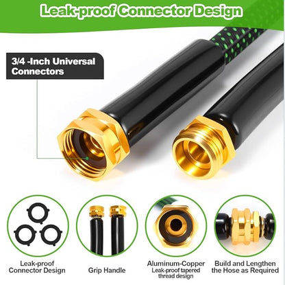 Garden Hose 50ft, Non-Expanding Water Hose with 10 Function Nozzle, Lightweight, Kink Free, Sturdy, Leak-Proof, Portable, Flexible Hose 50ft for Outdoor, Yard, Lawn, Car Wash and Camper Use