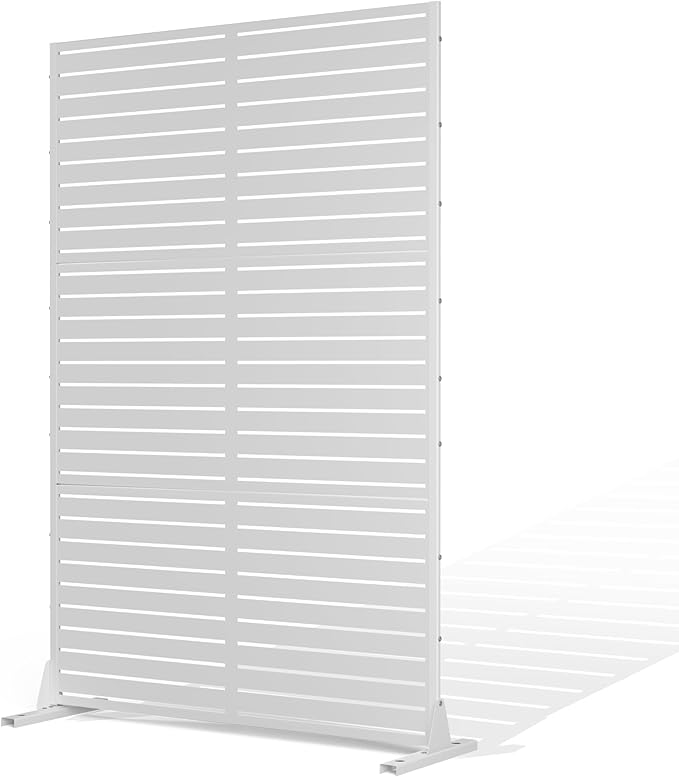Metal Privacy Screen Outdoor Privacy Screen, Freestanding Fence Panel for Outside, 72''H×47''W, Decorative Screen Panel for Backyard/Patio/Deck