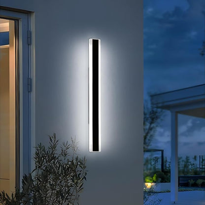 Mikeru 39.3inch Long Led Wall Light, 6000k Cool White Modern Outdoor Wall Light Ip65 Waterproof Black Acrylic Porch Exterior Lighting Fixtures, Exterior Wall Mount Lights for Garage Front Door