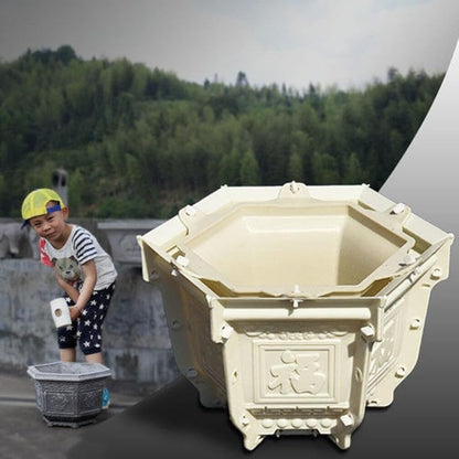 PRETYZOOM Plastic Planter Mold, Hexagonal Flower Pot Mold for DIY Concrete Cement Epoxy Resin Planter Making (28x28x20cm)