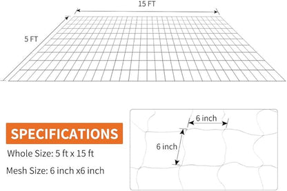 Tcamp Heavy-Duty Polyester Plant Trellis Netting 5 x 15ft (1 Pack) (5 Ft X 15 Ft)