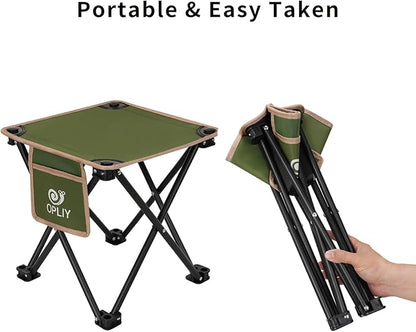 Opliy Camping Stool 2 Pack,Portable Folding Stool for Outdoor Gardening and Beach Hiking Fishing,Foot Stool with Carry Bag (Green)
