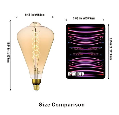 SD LUX Oversized Vintage Giant LED Light Bulb Huge Edison Bulb - Dimmable, 8W 450LM (50W Equi), Warm White 2200K, Medium E26 Base - Perfect for Decorative Pendant Lighting, 1 Pack(ST164)