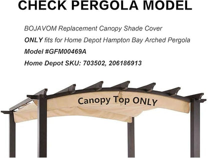 Pergola Shade Cover Replacement Canopy Top Compatible with Home Depot Hampton Bay Arched Pergola Model #GFM00469A - Beige(Canopy Top Only)