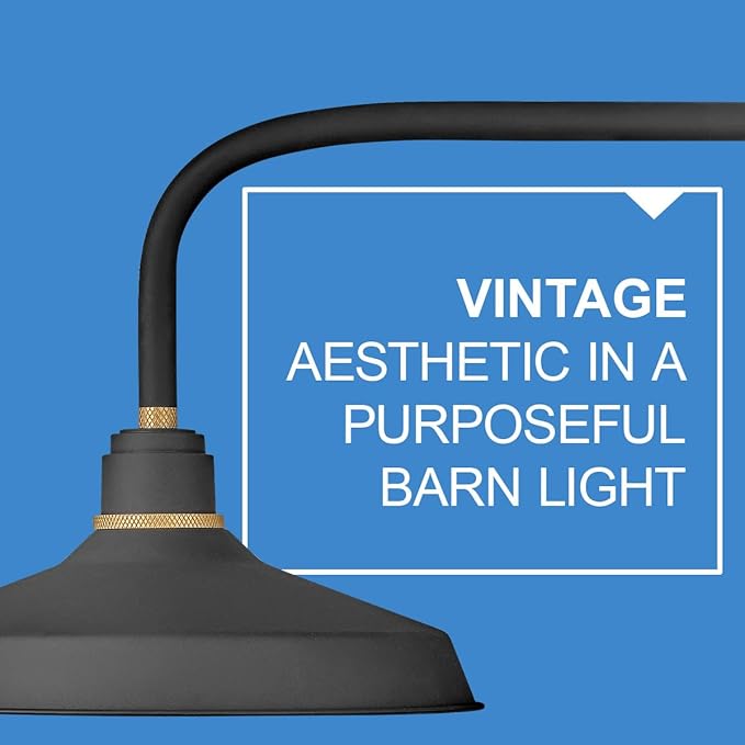 Hinkley Foundry Classic Medium Straight Arm Barn Light - Traditional, 1-Light, Aluminum, Dark Sky - Textured Black with Brass Accents