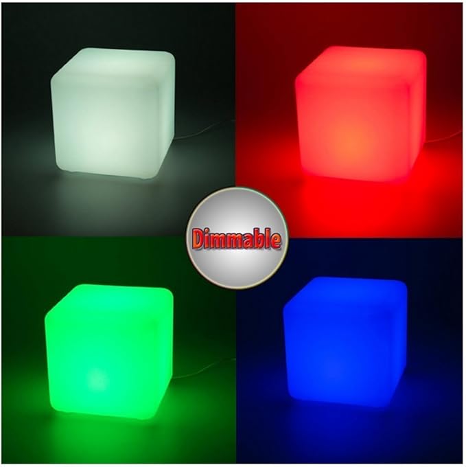 LED Mood Cube Light, Waterproof Rechargeable LED Bedside Table Lamp,Night Light with 16 Color Change and 4 Flash Modes,Suits for Outdoor Indoor Decoration (15x15x15cm)