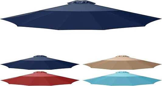 Simple Deluxe 9' Patio Umbrella Replacement Canopy Only Outdoor Table Market Yard Umbrella Replacement Top Cover with 8 Ribs, Dark Blue
