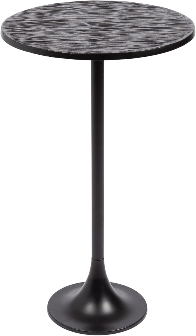 Kate and Laurel Baronet Modern Cast Aluminum Round Side Table, 14 x 14 x 24, Black, Transitional Circle End Table for Use as a Bedroom Nightstand or Living Room Plant Stand Option