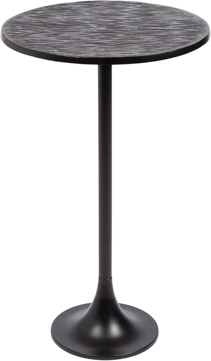 Kate and Laurel Baronet Modern Cast Aluminum Round Side Table, 14 x 14 x 24, Black, Transitional Circle End Table for Use as a Bedroom Nightstand or Living Room Plant Stand Option