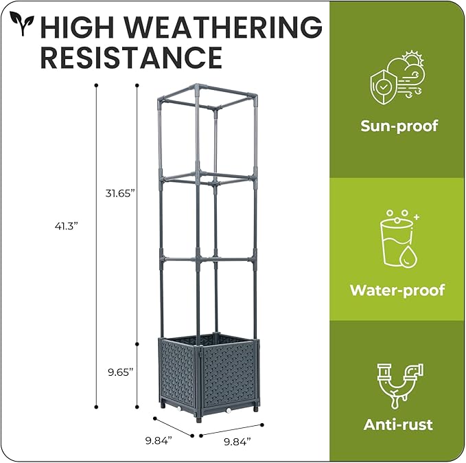 Tomato Planter with Trellis Cage Raised Garden Bed Planters Boxes with Tomato Plant Cages Support Self Watering Pots for Climbing Flowers Vegetable Vine Vegetables Patio Greenhouse Indoor Outdoor