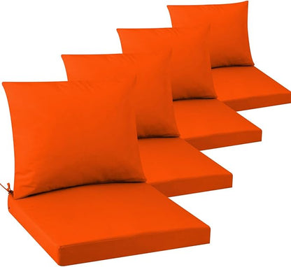 Outdoor Seat Cushion Set 22 x 22 In, Water-Resistant & Fade-Resistan, Patio Furniture Cushions with Removable Cover Deep Seat & Back Cushion with Handle and Adjustable Straps for Chair Sofa,4PC