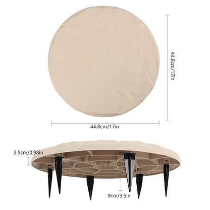 4Pcs Round Beige Stepping Stones Outdoor Garden Walkway, Durable Plastic Pavers for Patio, Pathway, and Landscaping, Weatherproof Stepping Stones with Ground Stakes for Easy Installation