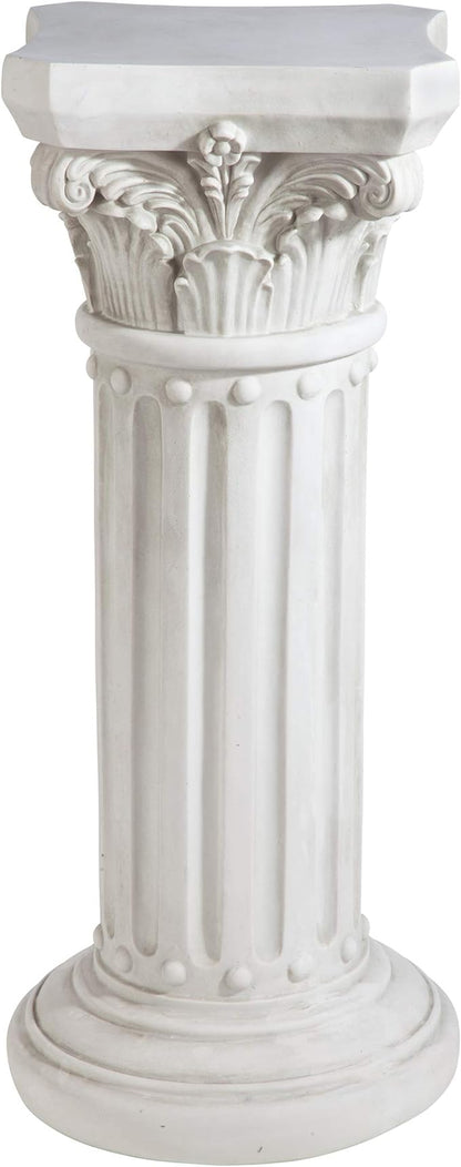 Design Toscano Athena Corinthian Furniture Pedestal Column Plant Stand, 16 Inches Wide, 16 Inches Deep, 33 Inches High, Handcast Polyresin, Antique Stone Finish