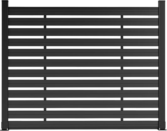 Outdoor Privacy Fence WPC, AC Unit Air Conditioner Screen 5 FT(H) x 6 FT(W) Trash Can with Aluminum Alloy Post, Decorative Fencing, Black with 2 Post