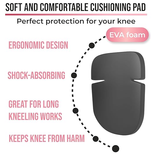 Foam Knee Pads for Women with Adjustable Multi-Sized Fastening, Pink, 1 Pair - All Day Comfort, Made in USA - Guards for Gardening, Flooring, or Construction