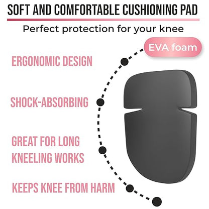 Foam Knee Pads for Women with Adjustable Multi-Sized Fastening, Pink, 1 Pair - All Day Comfort, Made in USA - Guards for Gardening, Flooring, or Construction
