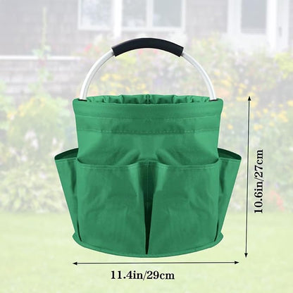 Garden Tool Bag with Pockets, 17L Large Waterproof Oxford Gardening Tote, Non-Slip Rubber Grip Handles, Durable Organizer for Garden Supplies (Green)