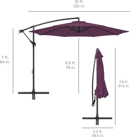 Best Choice Products 10ft Offset Hanging Market Patio Umbrella w/Easy Tilt Adjustment, Polyester Shade, 8 Ribs for Backyard, Poolside, Lawn and Garden