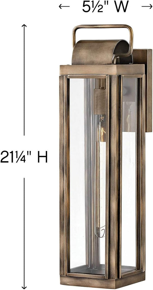 Hinkley Sag Harbor Large Wall Mount Lantern - Heritage Collection, 1-Light, Traditional, Aluminum, Clear Glass - Burnished Bronze Finish