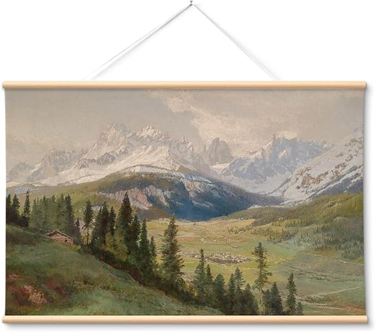 VIYYIEA Extra Large Canvas Wall Art, 36x54 Inch Mountain Landscape Oil Painting Style, Vintage Nature Wall Decor for Living Room, Bedroom, Above Sofa