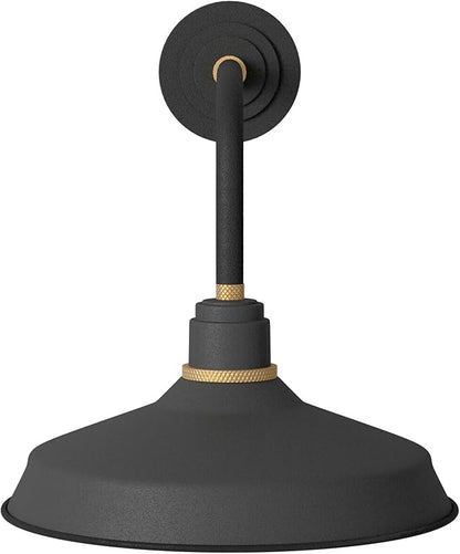 Hinkley Foundry Classic Medium Straight Arm Barn Light - Traditional, 1-Light, Aluminum, Dark Sky - Textured Black with Brass Accents