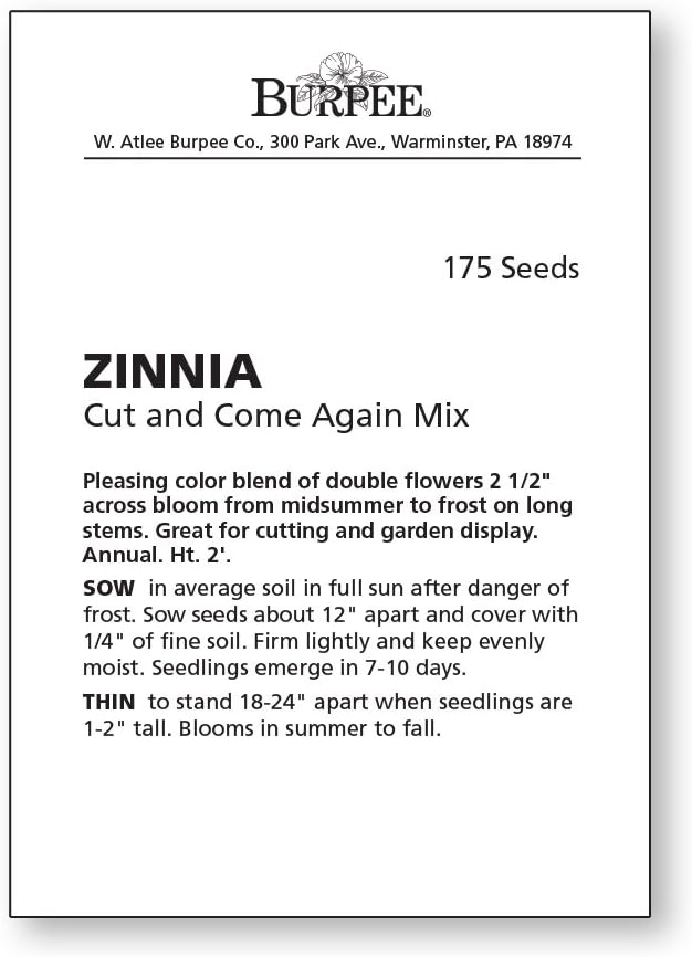 Burpee Cut & Come Again Zinnia Seeds 375 seeds
