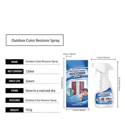Outdoor Color Restorer Spray, Long Lasting Rejuvenator for Faded Patio Furniture, Wood, Vinyl, Plastic & Decking, Waterproof Layer Renews Decor for Backyard & Daily Furniture Care, 120ML (2 pcs)