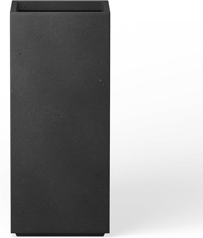 Kante 23.6" H Tall Rectangular Concrete Planter, Modern Square Diameter Plant Pot with Drainage Hole and Rubber Plug for Indoor Outdoor Home Patio Garden, Black