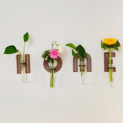 Wood Letter H Wall Propagation Station Lightweight Decorative Plant Holder for Small Cuttings, Removable Adhesive Wall Decor for Bedroom, Nursery, Office