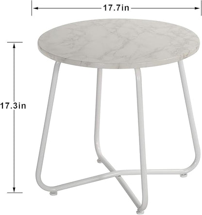 VECELO Patio Outdoor Side Snack Table,Small Round Anti-Rust Metal Style for Garden Balcony,Yard,Living Room