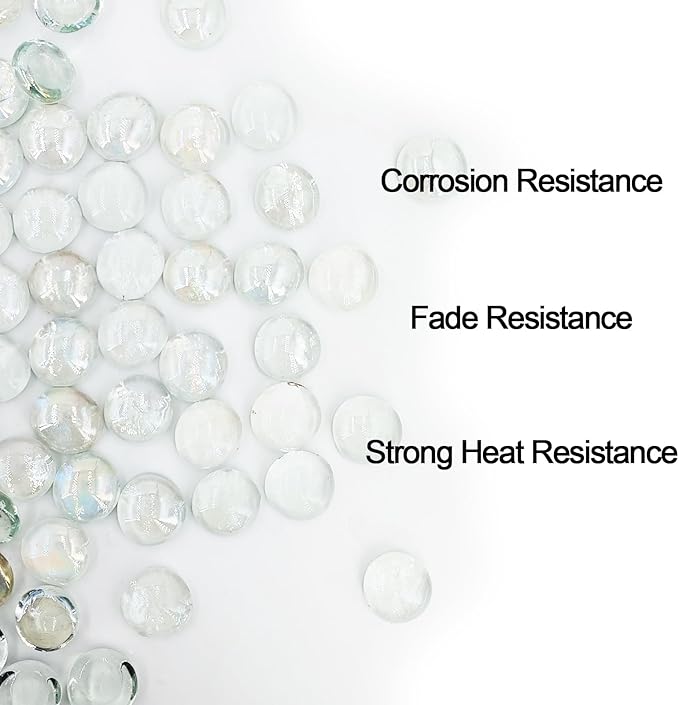19 Pound Fire Glass Beads for Fire Pit 1/2 inch Tempered Glass Rocks Ultra Clear